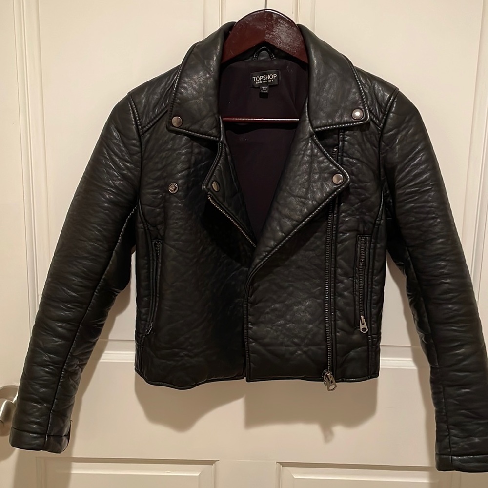 TOPSHOP black leather jacket size 0. Beautiful condition